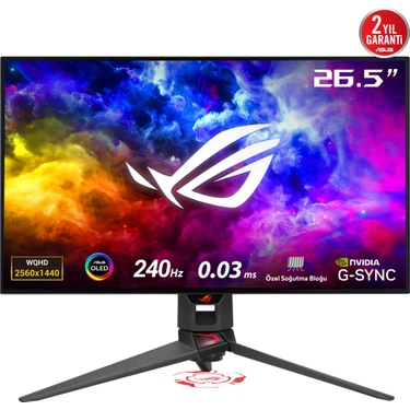 Asus Rog Swift OLED PG27AQDM 26,5 240HZ 0.03MS (Dp HDMI Usb) Freesync ve G-Sync Uyumlu 2k 2560 x