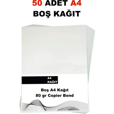 Copier Bond (Ve-Ge) A4 80GR Fotokopi Kağıdı 50 Adet Kağıt (1pk*50