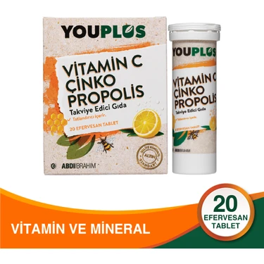 Youplus Vitamin C, Çinko & Propolis 20 Efervesan Tablet - Abdi