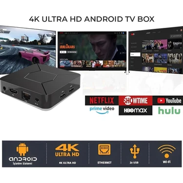 FS1PRO Teknoloji Box Q1 4K Ultra HD Lisanslı Android TV Box / Media Player - Android Mi TV Stick Fx