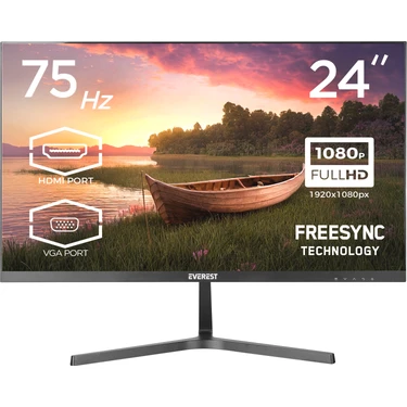 Everest M-635 24" 75Hz 5ms(GtoG) BOE VA FHD Freesync+HDR(FW) Flat PC Led