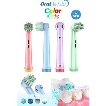 Oral White Color Kids Çocuklara Özel Hassas Oral-B Uyumlu 4 Adet