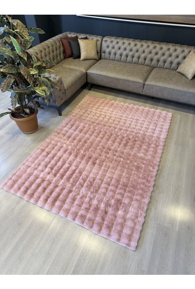 Allstar Carpet Bubble Serisi Tavşan Peluş Premium Kalite Tüy Dökmez Halı Lila