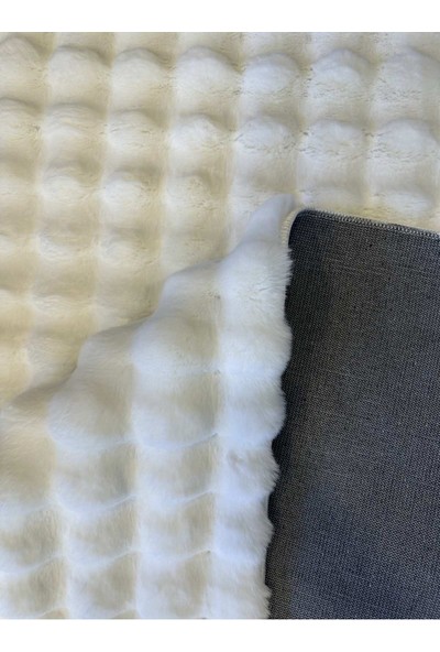 Allstar Carpet Bubble Serisi Tavşan Peluş Premium Kalite Tüy Dökmez Halı Beyaz