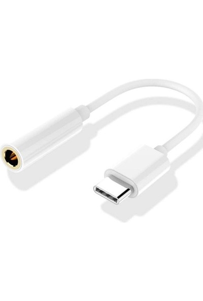 Arazon Type-C (Usb C) To 3.5mm Aux Dönüştürücü Adaptör Kulaklık Dönüştürücü Beyaz