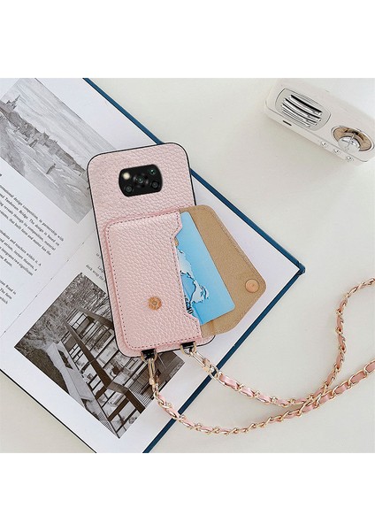 Xiaomi Poco X3 Nfc Zebana Askılı Deri Kılıf Rose Gold