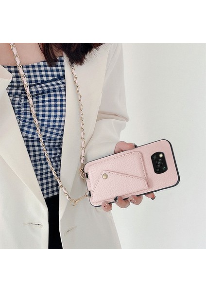 Xiaomi Poco X3 Nfc Zebana Askılı Deri Kılıf Rose Gold