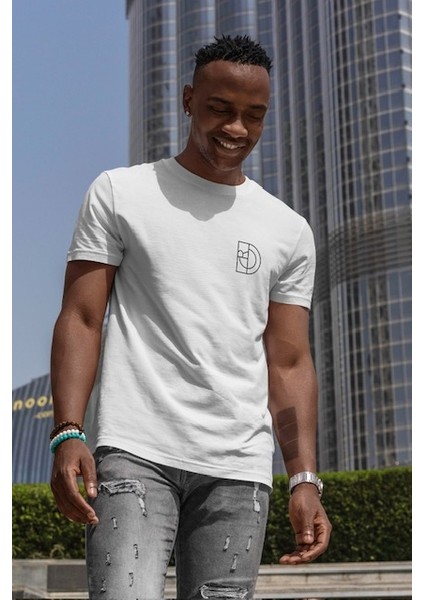 Gül Kuru Kafa Sırt Baskılı Desenli %100 Pamuk Beyaz Erkek T-Shirt