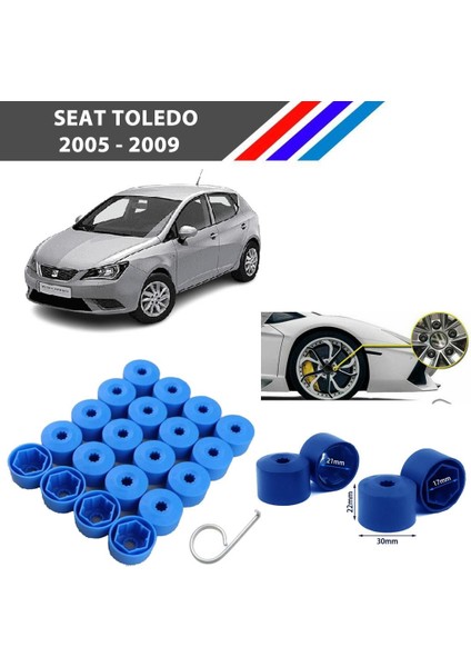 - Seat Toledo Bijon Civata Kapağı Mavi Renk 20 Adetli Set 17MM 1K06011739B9