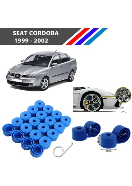- Seat Cordoba Bijon Civata Kapağı Mavi Renk 20 Adetli Set 17MM 1K06011739B9
