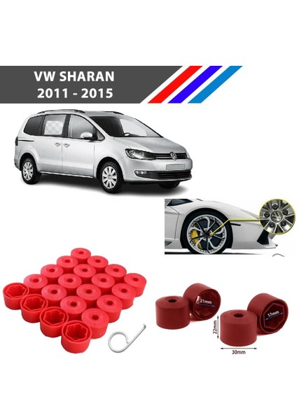 - Vw Sharan Bijon Civata Kapağı Kırmızı Renk 20 Adetli Set 17MM 1K06011739B9