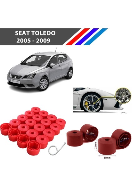 - Seat Toledo Bijon Civata Kapağı Kırmızı Renk 20 Adetli Set 17MM 1K06011739B9