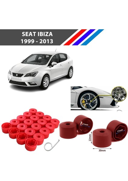 - Seat Ibiza Bijon Civata Kapağı Kırmızı Renk 20 Adetli Set 17MM 1K06011739B9