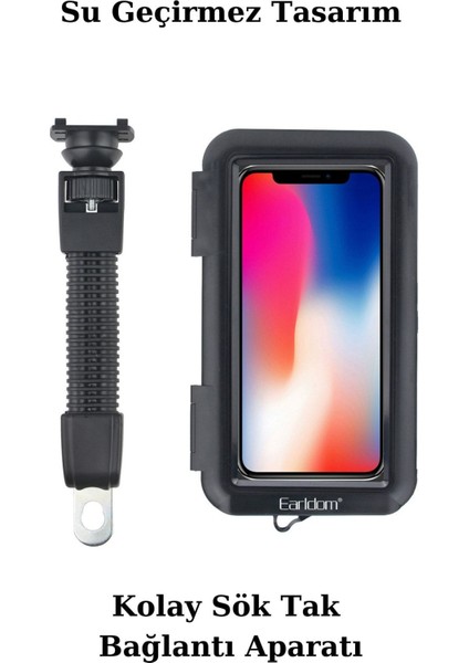 Motosiklet ve Bisiklet Aynasına Takılabilen Su Geçirmez 4,7 ve 6,8 Inç Uyumlu Telefon Tutucusu fiyatları