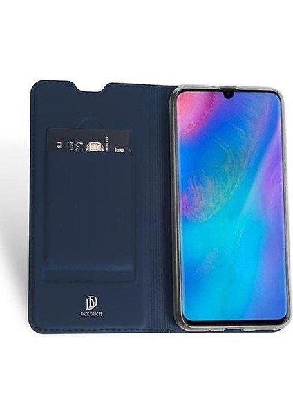 Huawei Y9 2019 Pu Kart Cepli Pu Kılıf - Mavi (Yurt Dışından)