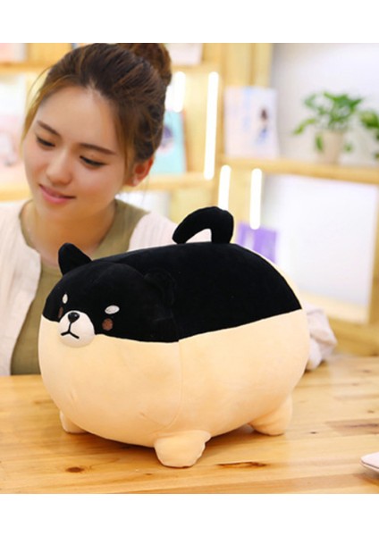 40 cm Sevimli Shiba Inu Köpek Peluş Oyuncak Dolması Yumuşak Kawaii Hayvan Karikatür Yastık Çocuklar Için Güzel Hediye Bebek Çocuk | Doldurulmuş ve Amp;peluş Hayvanlar (Siyah) (Yurt Dışından)