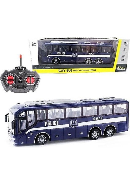 1:16 Radyo Uzaktan Kumanda Otobüs 4ch Yarış Modeli Rc Araba 27 Mhz Polis Otobüsü Işıkları Simülasyon Okul Otobüsü Tur Çocuklar Için Otobüs Model Oyuncak (Polis Otobüsü) (Yurt Dışından)