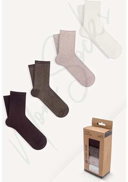 Mono Socks Kadın Zikzak Desenli Kutulu Kadın Soket Çorap