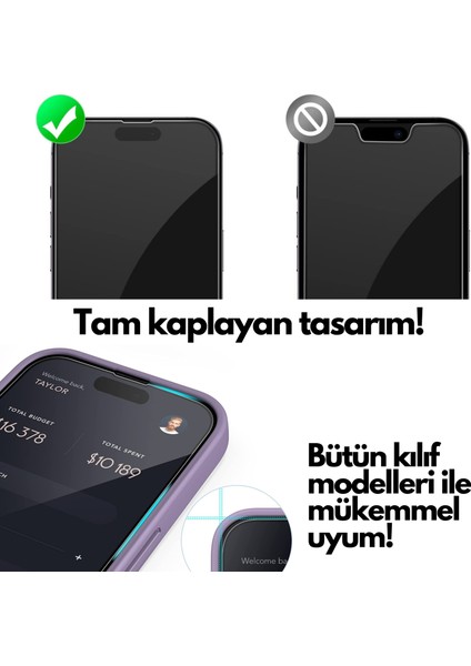 iPhone 14 Pro Max Uyumlu Antistatik Tam Kaplayan Temperli Ekran Koruyucu Kırılmaz Cam Toza Dayanıklı