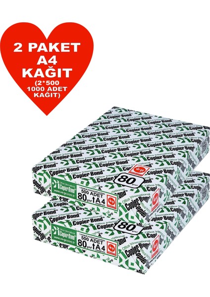 (Ve-Ge) A4 80GR Fotokopi Kağıdı 1000 Adet Kağıt (2PK*500 Kağıt)