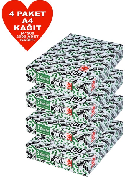 Copier Bond (Ve-Ge) A4 80GR Fotokopi Kağıdı 2000 Adet Kağıt (4PK*500 Kağıt)