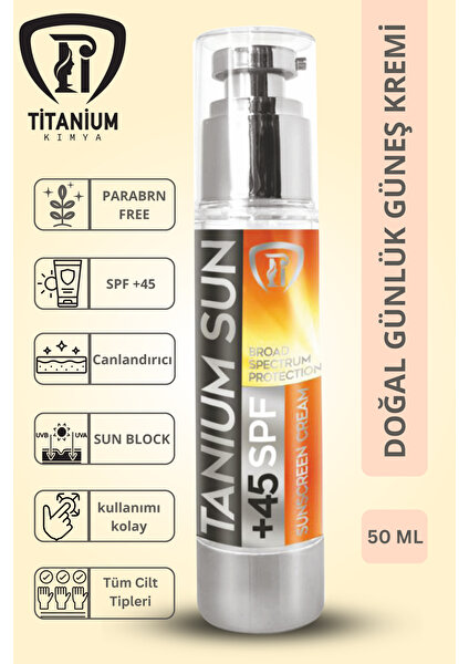 Tanium Sun Cream Doğal Güneş Koruyucu C Vitamin Ile +45 Spf  Lüks ambalaj krem