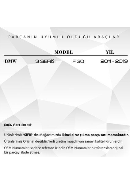 Bmw 3 Serisi F30 Için Port Bagaj Tavan Çıta Kapağı