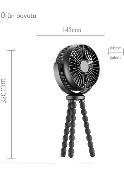 Bebek Arabası Ahtapot Elde Taşınabilir USB Şarj Edilebilir Mini Fan (Yurt Dışından)