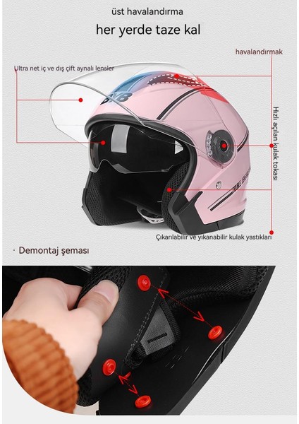 Bisiklet Elektrikli Bisiklet Dört Mevsim Çift Lensli Kask (Yurt Dışından)