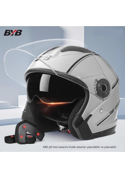 Bisiklet Elektrikli Bisiklet Dört Mevsim Çift Lensli Kask (Yurt Dışından)