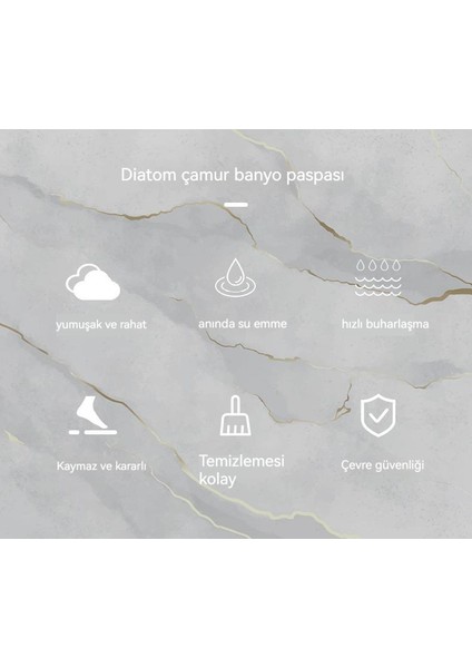 Diatom Çamur Emici Banyo Işığı Lüks Kaymaz Zemin Matı (Yurt Dışından)