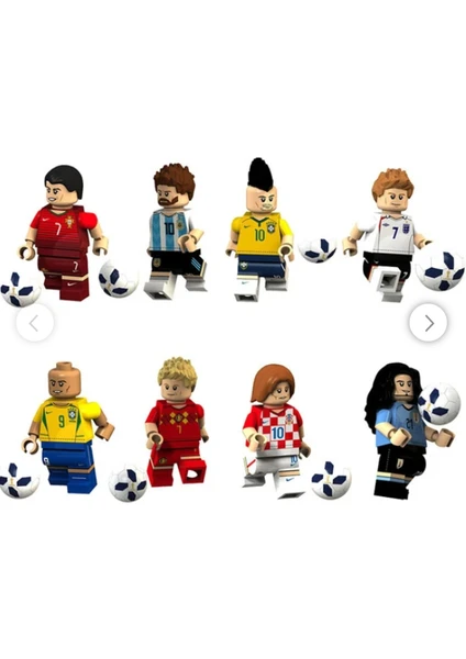 8 Parça Futbol Yıldızı Figürleri Messi Beckham Ronaldo Yapı Taşı Minifigure Oyuncaklar (Yurt Dışından)