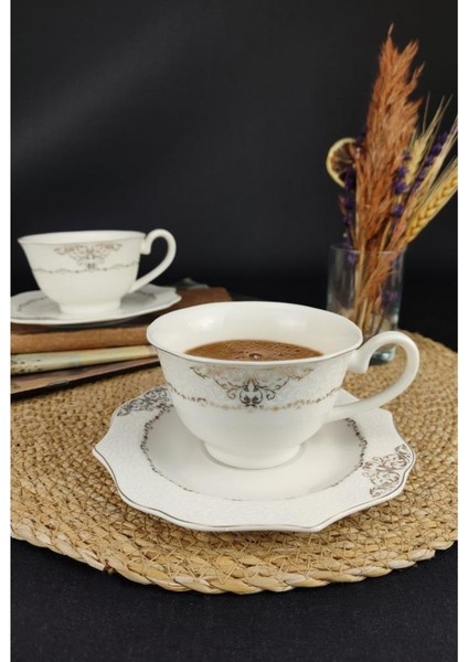 Porselen 6 Kişilik Çay Nescafe Fincan Takımı Yaldızlı fiyatları