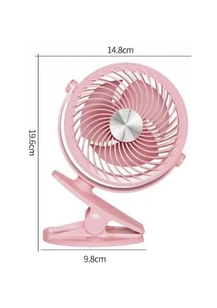 Coverzone USB Kablolu Mini Fan Standlı Koca Kafa Dizayn Mandallı Kıskaçlı Model Tatilde Kampda Evde İş Yerinde Çantada Taşınabilir 20cm Yüksekliği Oynar Başlık 2 Kademeli Üfleme YS-2260