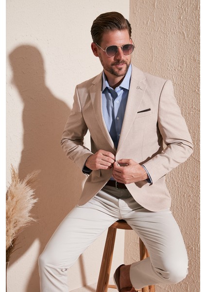 Regular Fit 6 Drop Tek Yırtmaçlı Blazer Ceket Erkek Ceket Nipoye