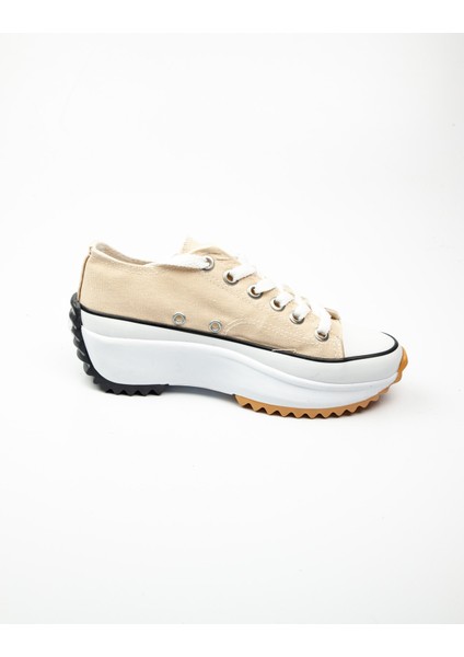 231904 Bej Kalın Taban Keten Kadın Sneaker