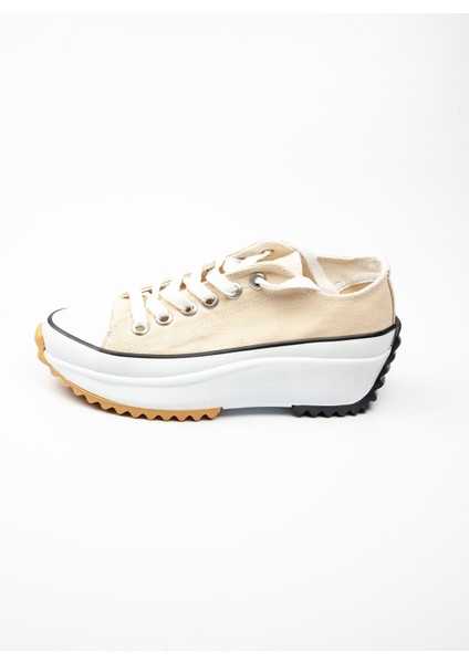231904 Bej Kalın Taban Keten Kadın Sneaker