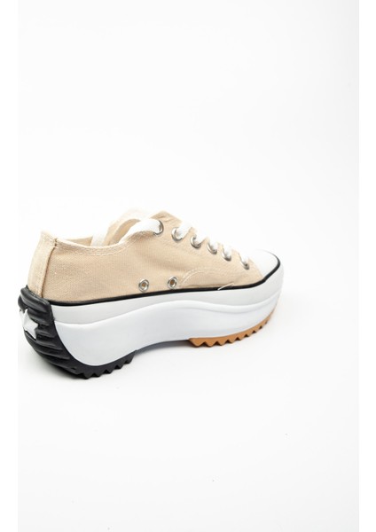 231904 Bej Kalın Taban Keten Kadın Sneaker