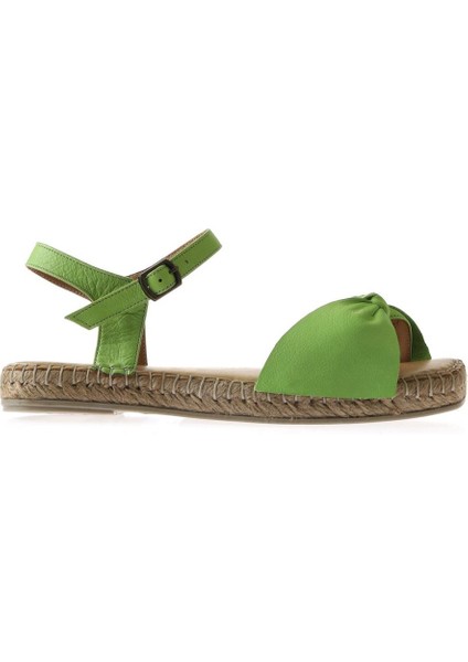 Yeşil Deri Kadın Espadril Sandalet 01WU5206