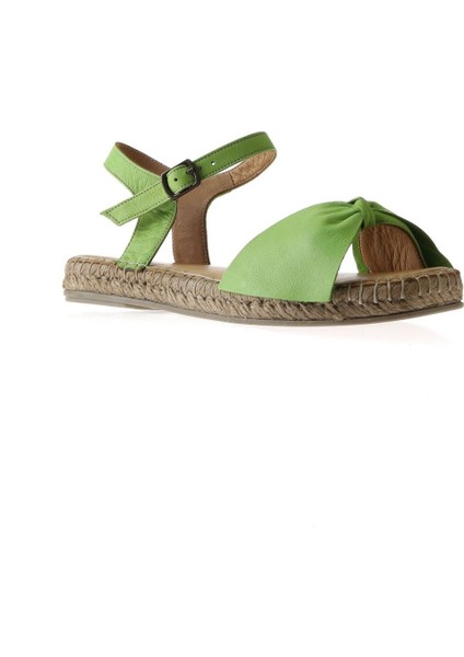 Yeşil Deri Kadın Espadril Sandalet 01WU5206