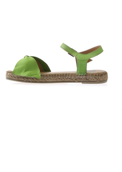 Yeşil Deri Kadın Espadril Sandalet 01WU5206
