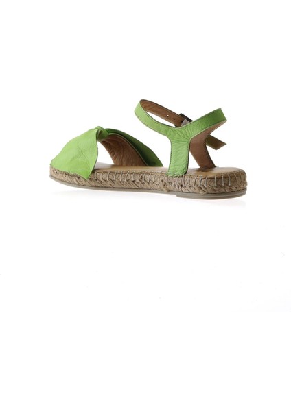 Yeşil Deri Kadın Espadril Sandalet 01WU5206