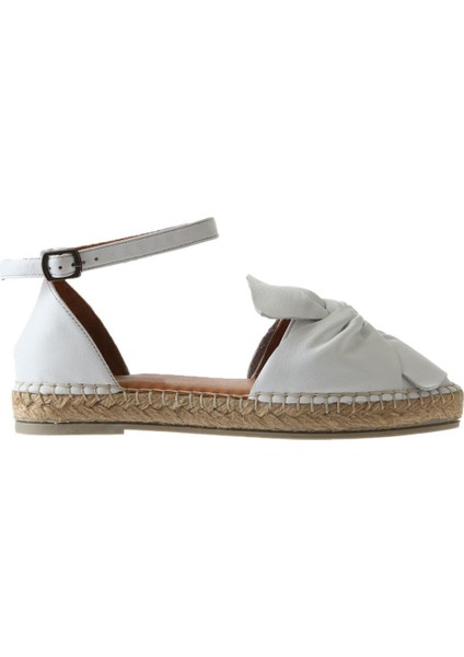 Bueno Shoes Beyaz Deri Kadın Espadril Sandalet 01WS1807