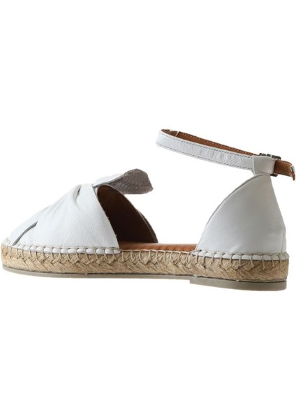 Bueno Shoes Beyaz Deri Kadın Espadril Sandalet 01WS1807