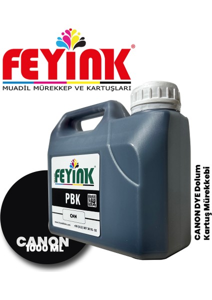 Feyink® Canon Pro Serisi Plotter Dye Kartuş Dolum Mürekkebi PFI-1300 PFI-1700 Pbk (Photo Black) -1000ML-