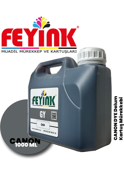 Feyink® Canon Pro Serisi Plotter Dye Kartuş Dolum Mürekkebi PFI-1300 PFI-1700 Gy (Gray) -1000ML-