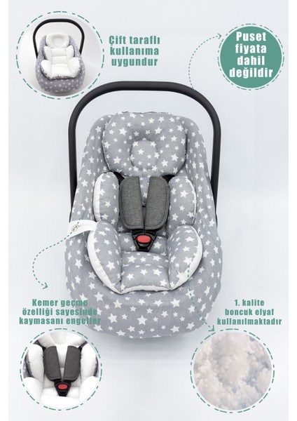 Bebek Ortopedik Puset Minderi, Örtü, Çarşaf ve Pike, 4'lü Seyahat Set, Stars Serisi