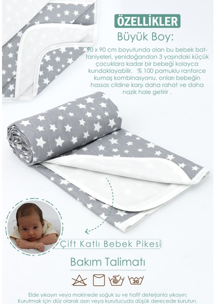 Bebek Ortopedik Puset Minderi, Örtü, Çarşaf ve Pike, 4'lü Seyahat Set, Stars Serisi