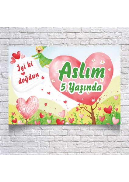 Kalp Temalı Doğum Günü Afişi