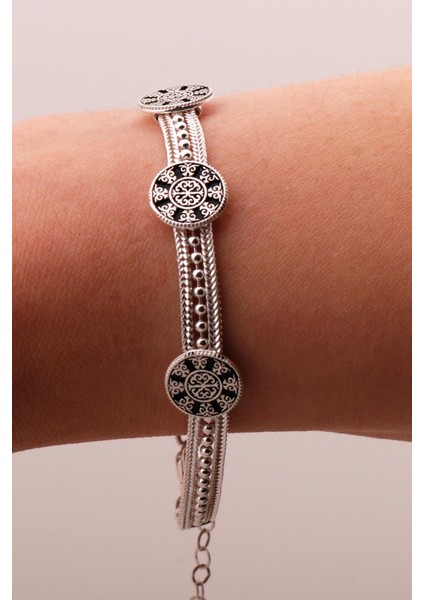 Anadolu Motifli Hasır Elişi Tasarım Gümüş Bileklik 4339 fiyatları